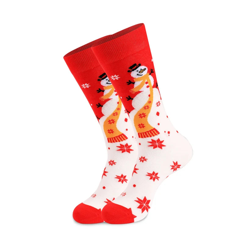 Calcetines con temática navideña para hombre y mujer, calcetín Unisex de longitud media hasta la pantorrilla, divertido y bonito, regalo de Navidad, dibujos animados de Papá Noel, 1 par